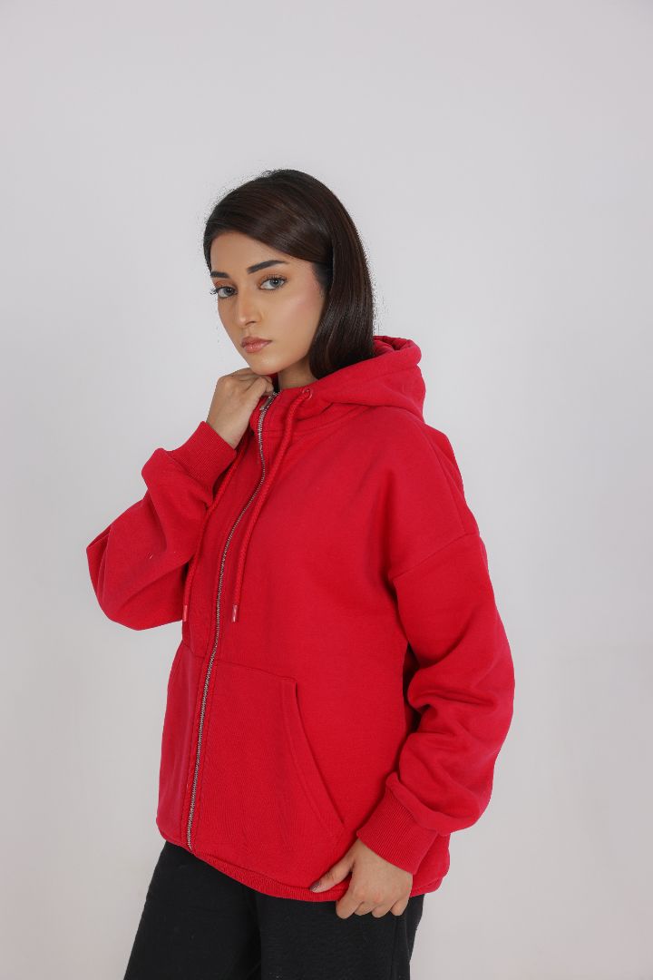 RED ZIP-UP HOODIE