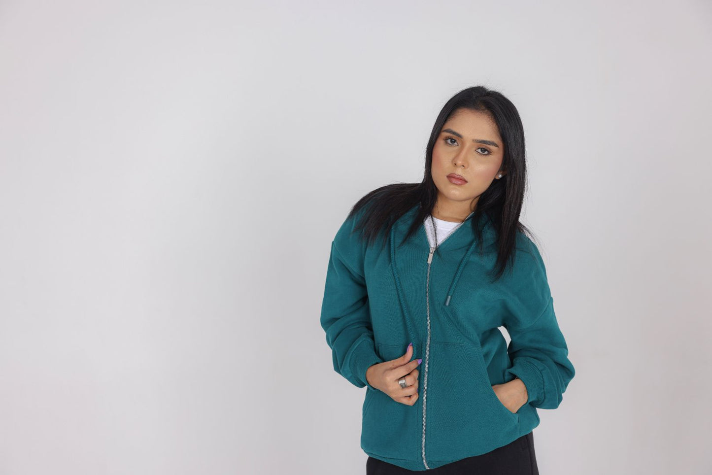 TURQUOISE ZIP-UP HOODIE