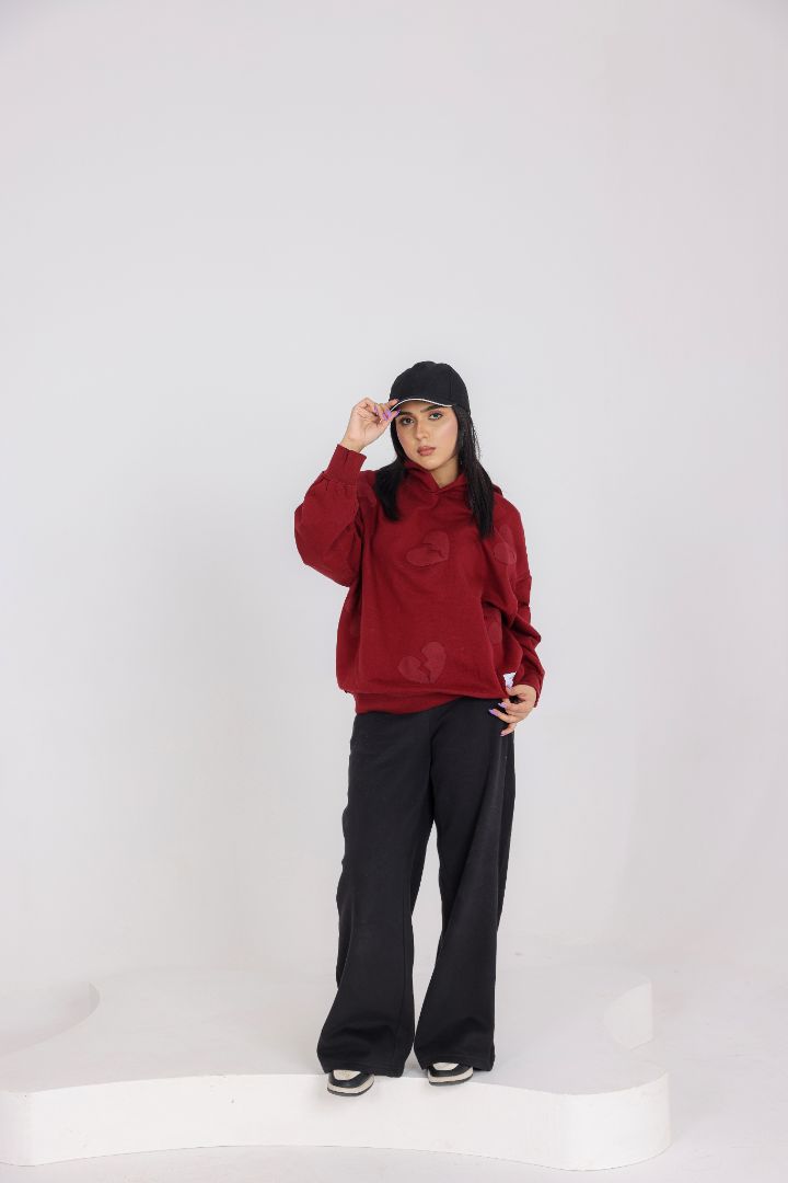 DEEP RED OVERSIZED HOODIE