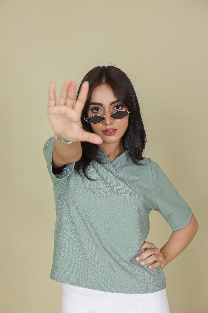Sage Green Women Polo Shirt