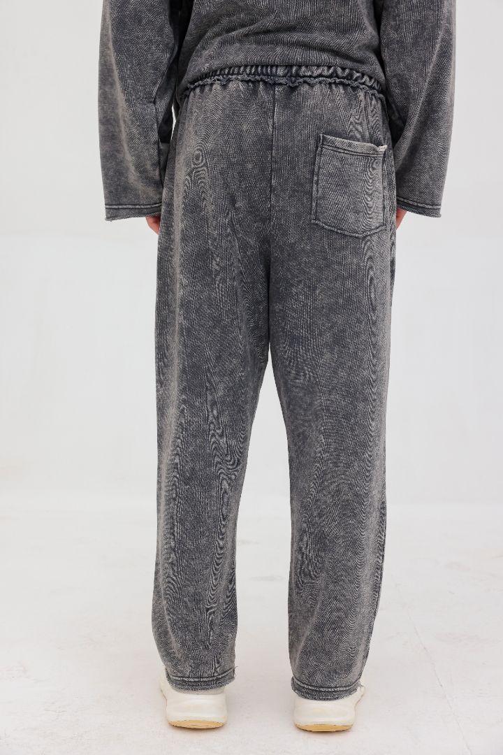 Acid Wash Raw Edge Trouser – Charcoal Grey