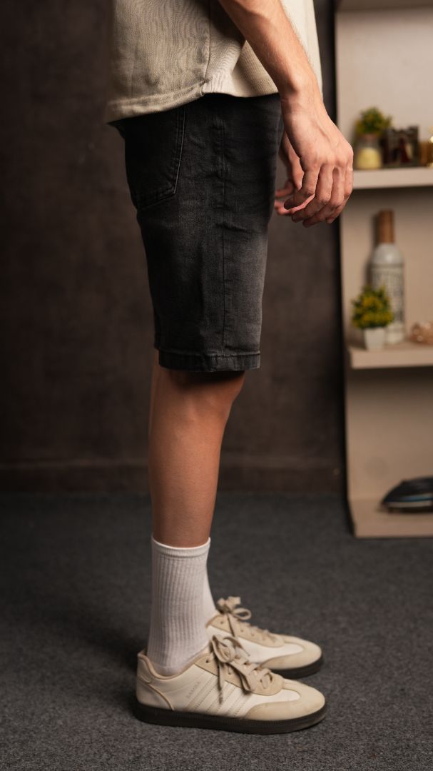 CHARCOAL DENIM SHORTS