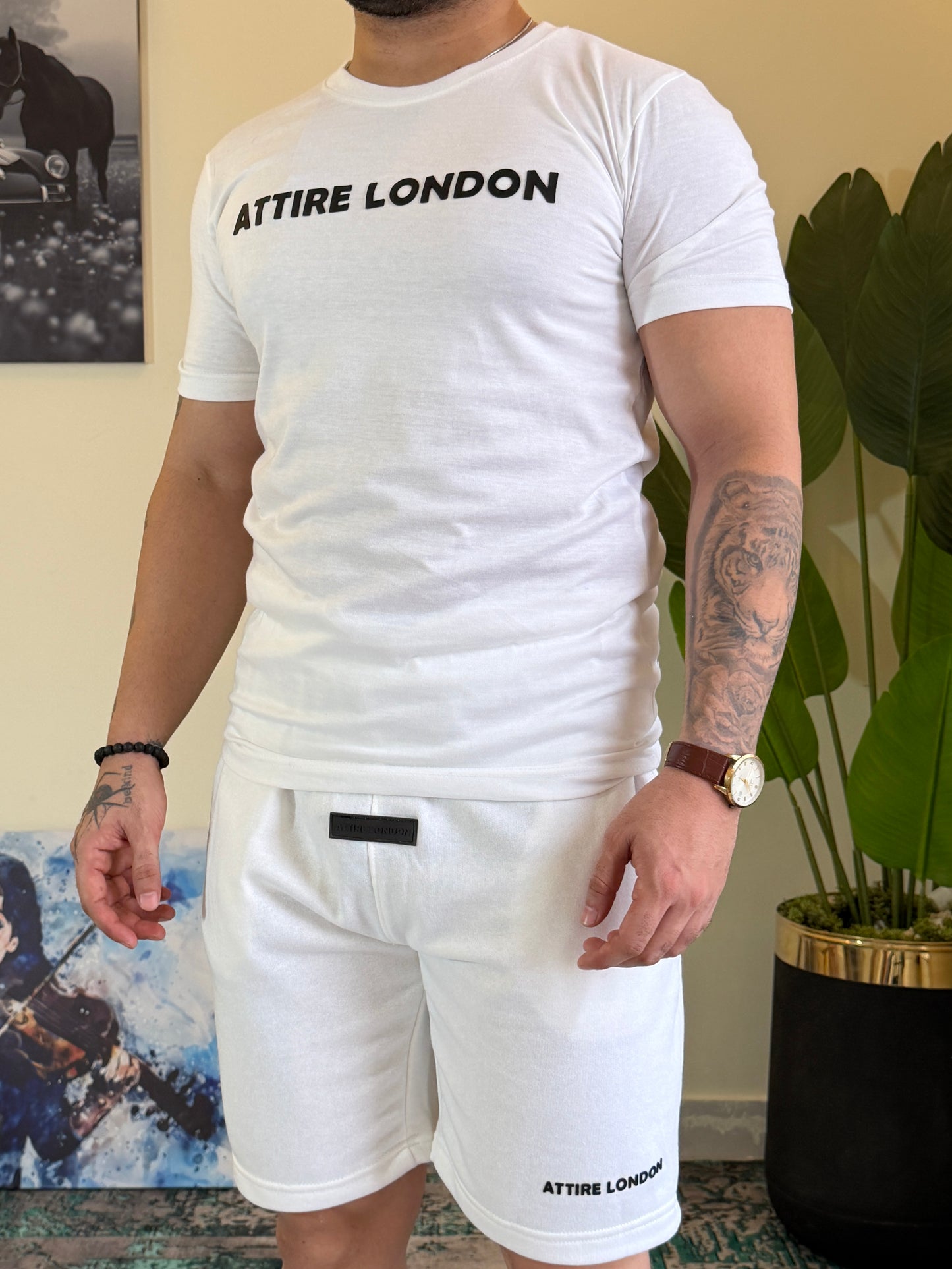 ATTIRE SIGNATURE WHITE SHORT SET
