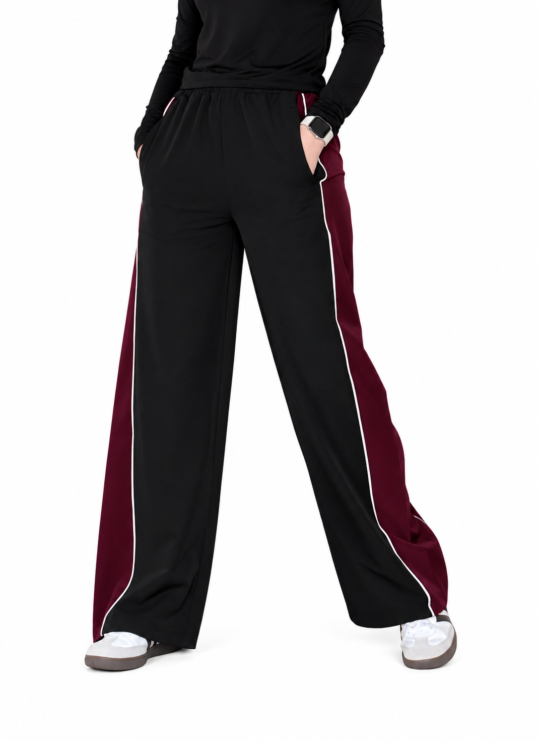WOMEN BLACK & WINE ESSENTIAL LUXE TROUSER