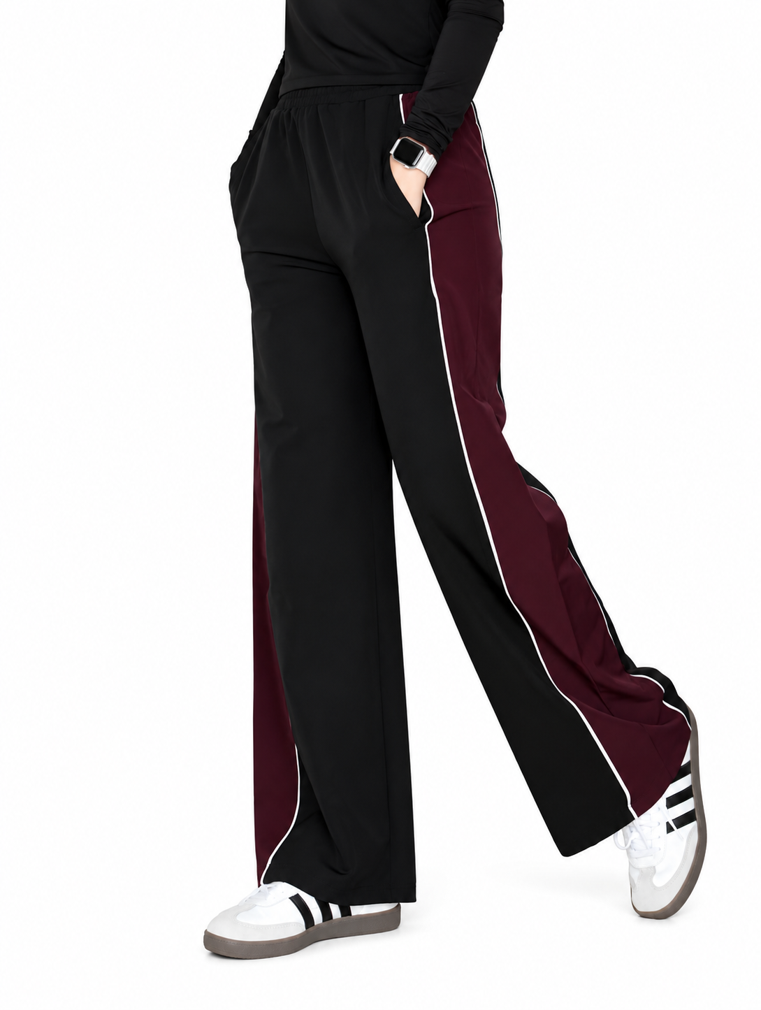 WOMEN BLACK & WINE ESSENTIAL LUXE TROUSER