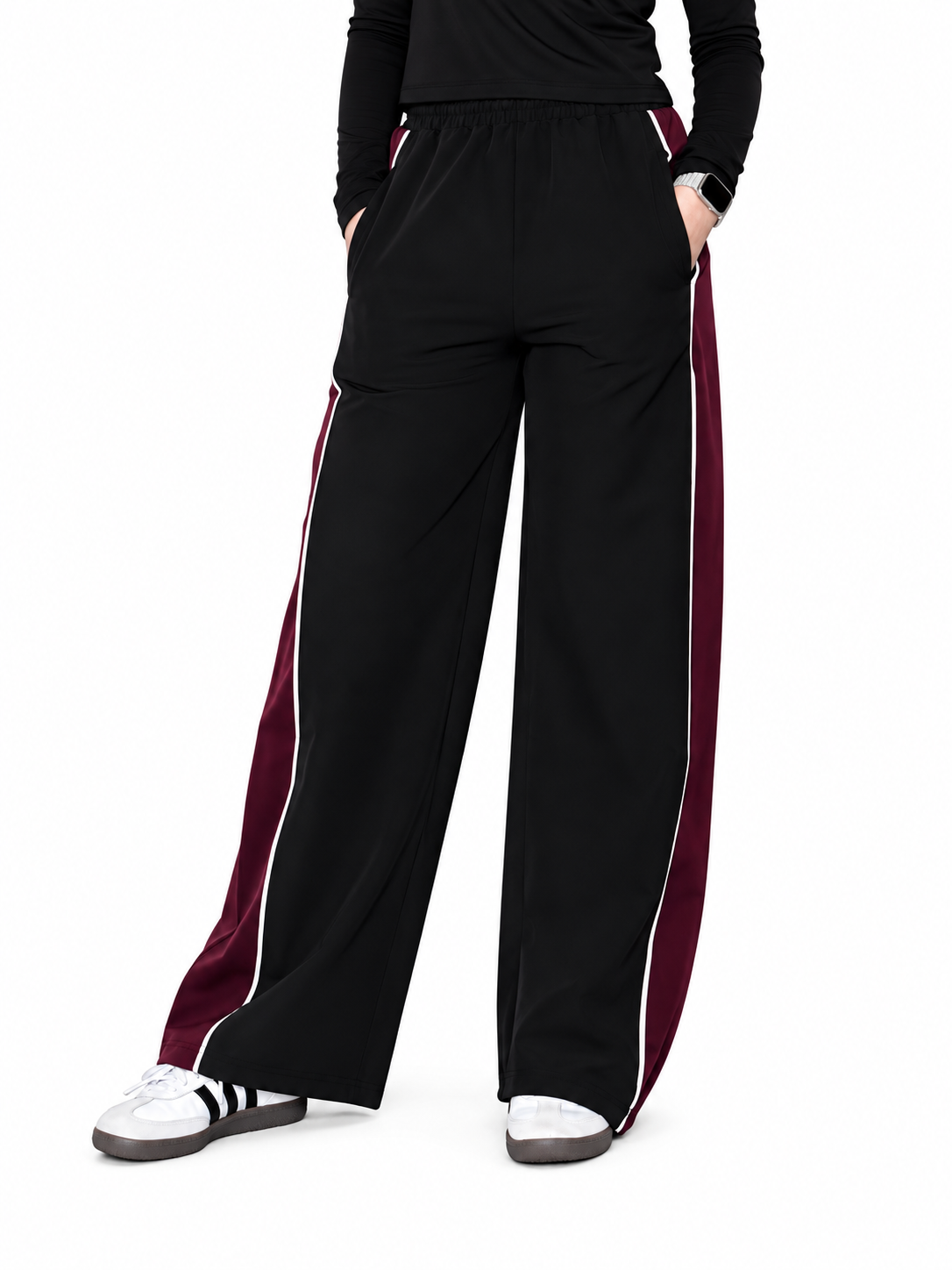 WOMEN BLACK & WINE ESSENTIAL LUXE TROUSER