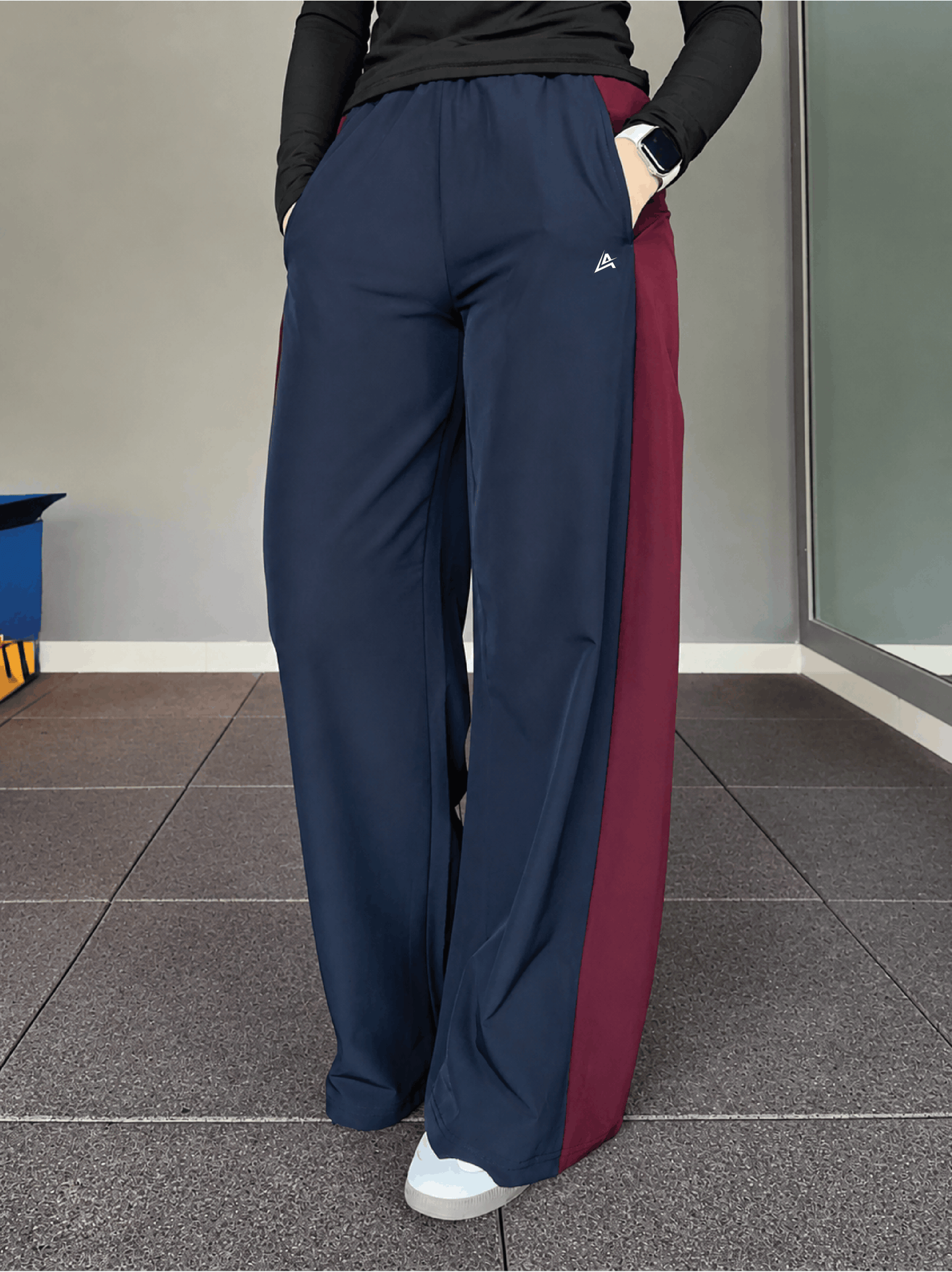 WOMEN NAVY & WINE ESSENTIAL LUXE TROUSER
