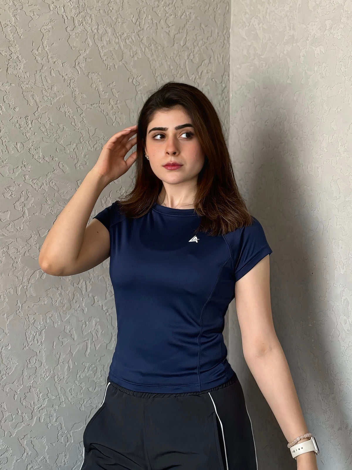 WOMEN NAVY BLUE COMPRESSION TEE