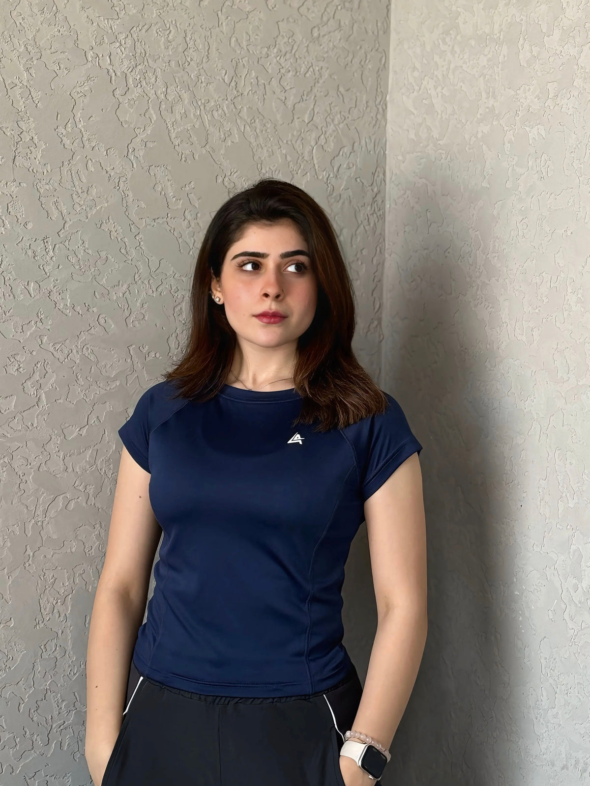 WOMEN NAVY BLUE COMPRESSION TEE