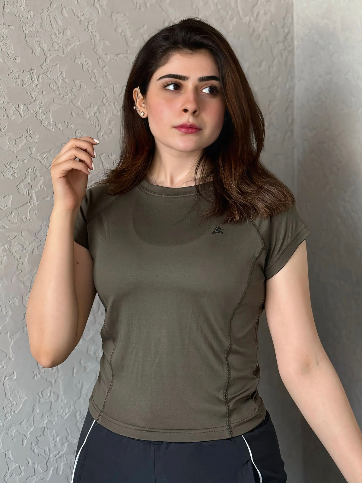 WOMEN GREEN COMPRESSION TEE