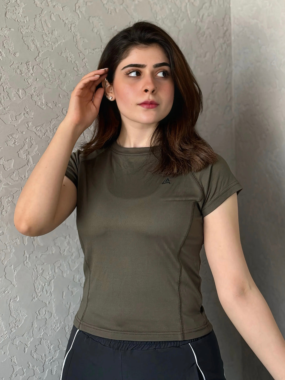 WOMEN GREEN COMPRESSION TEE