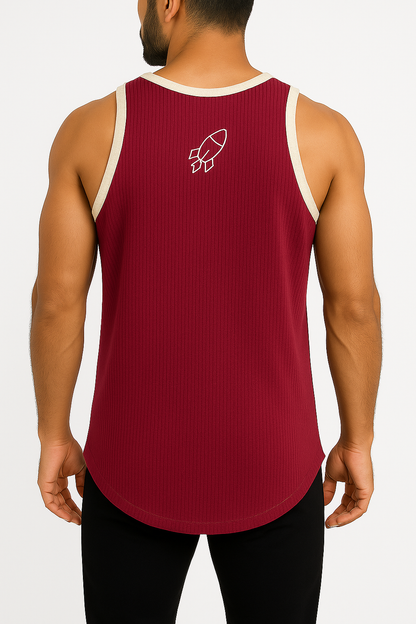 Men's Ribbed Vest - Burgundy