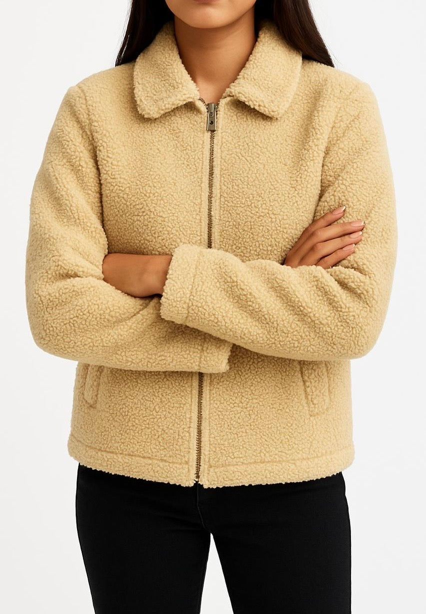 BEIGE SHERPA JACKET