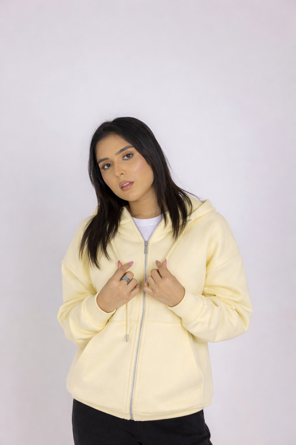 LEMON YELLOW  ZIP-UP HOODIE