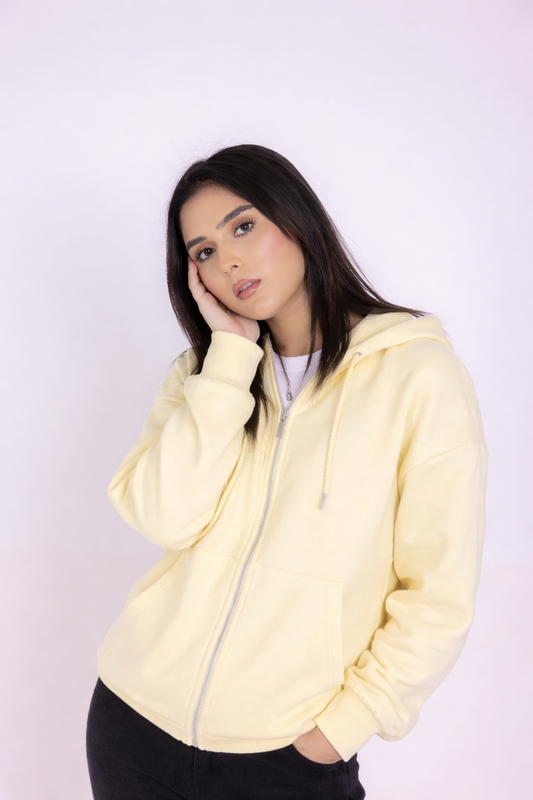 LEMON YELLOW  ZIP-UP HOODIE
