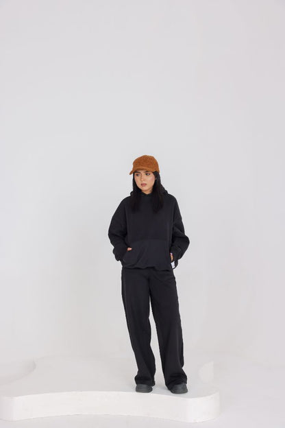 OVER SIZED BLACK TRACKSUIT SET