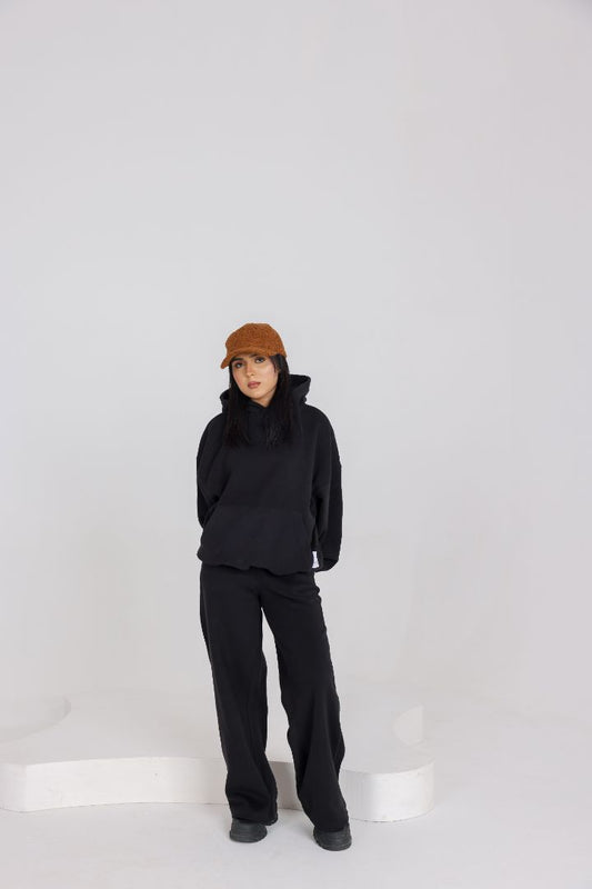 OVER SIZED BLACK TRACKSUIT SET
