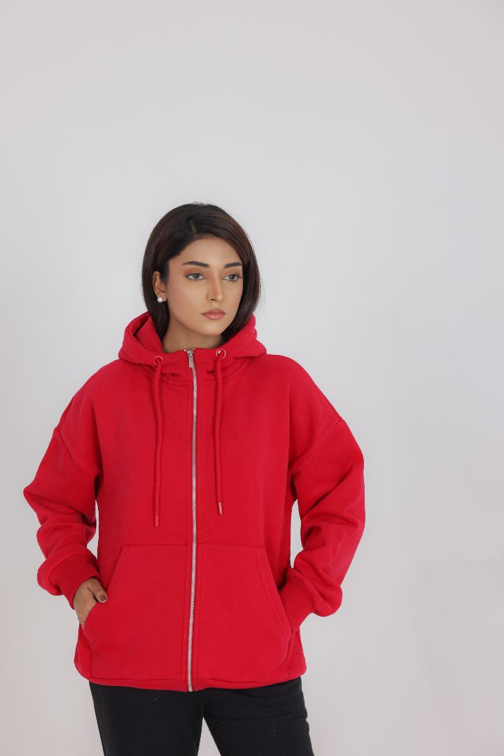 RED ZIP-UP HOODIE