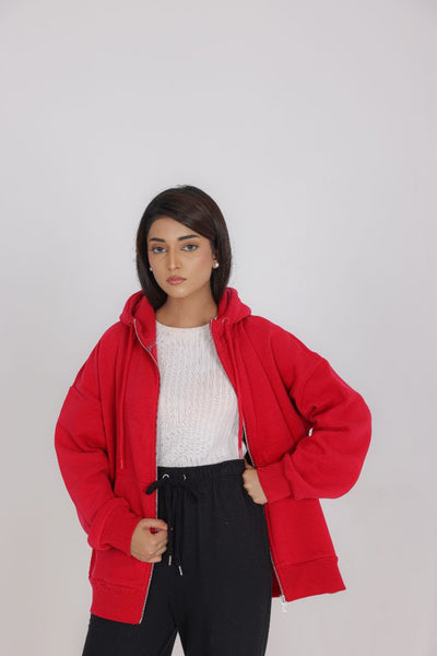 RED ZIP-UP HOODIE