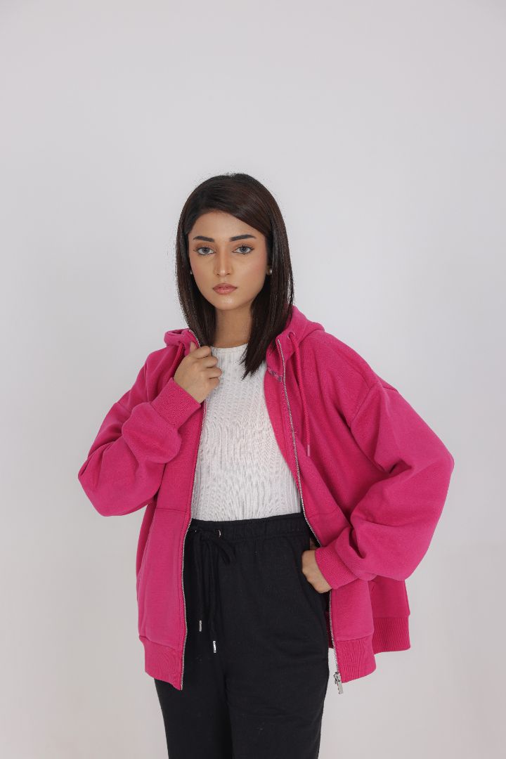 DUSTY PINK ZIP-UP HOODIE