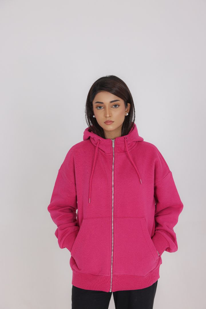 DUSTY PINK ZIP-UP HOODIE