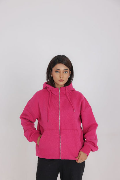 DUSTY PINK ZIP-UP HOODIE