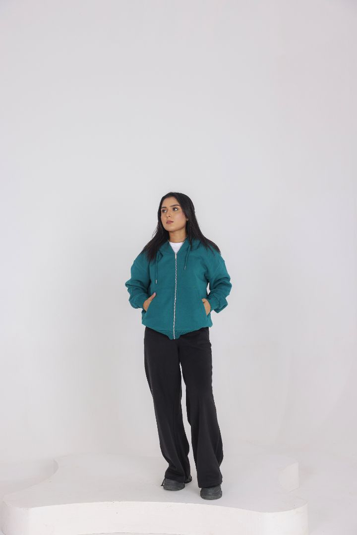 TURQUOISE PINK ZIP-UP HOODIE