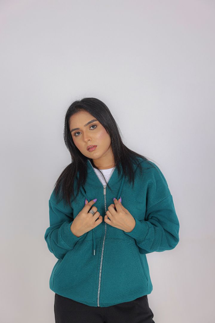TURQUOISE PINK ZIP-UP HOODIE