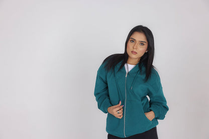 TURQUOISE ZIP-UP HOODIE