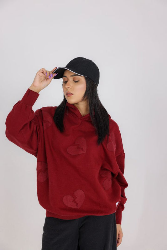 DEEP RED OVERSIZED HOODIE