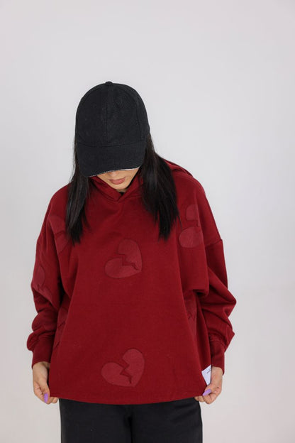 DEEP RED OVERSIZED HOODIE