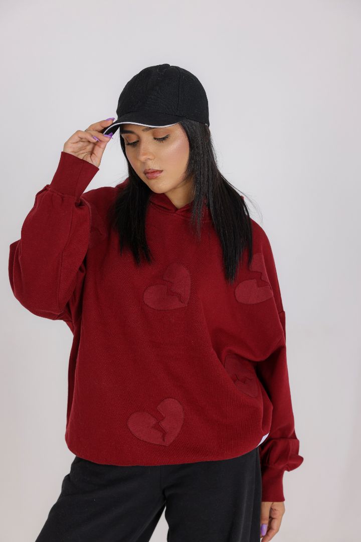 DEEP RED OVERSIZED HOODIE