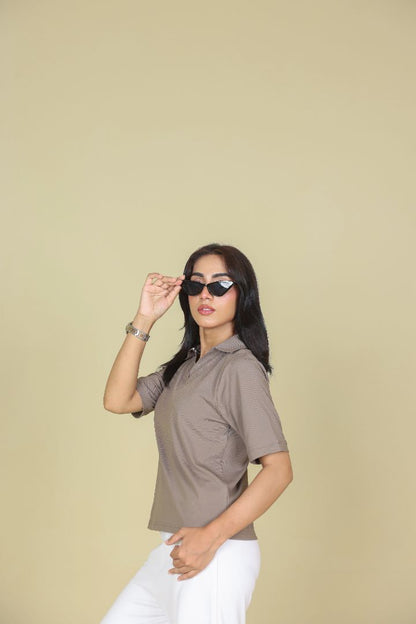 Dark Grey Women Polo Shirt