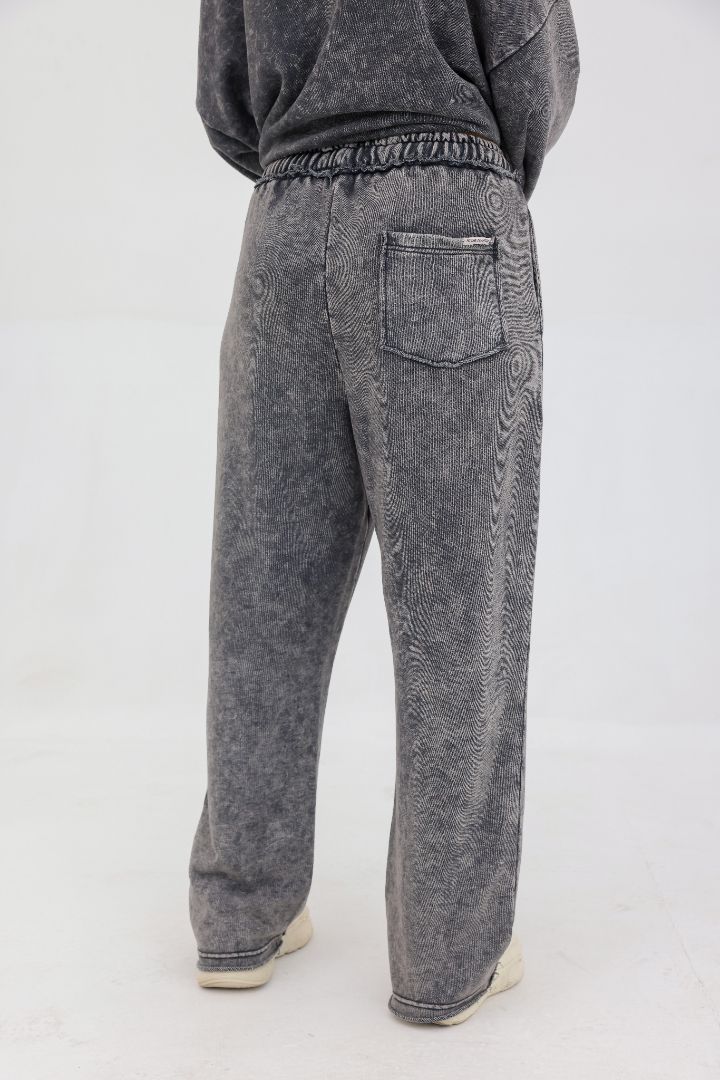 Acid Wash Raw Edge Trouser – Charcoal Grey