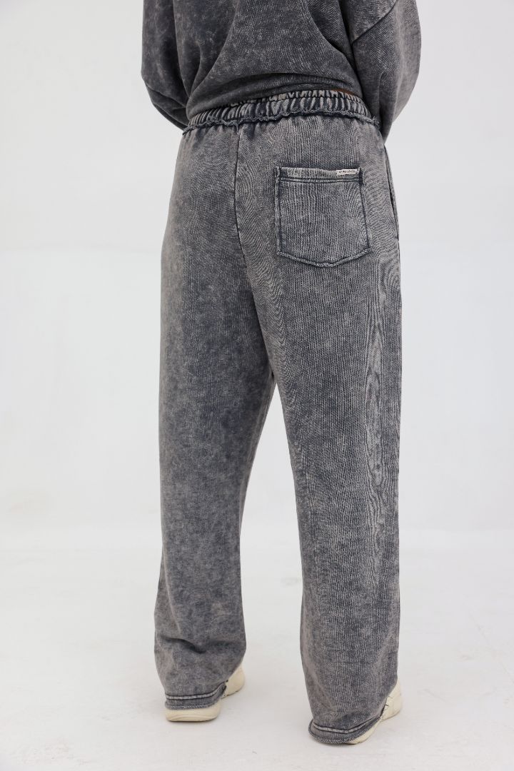 Acid Wash Raw Edge Trouser – Charcoal Grey