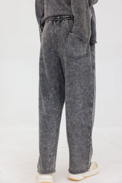 Acid Wash Raw Edge Trouser – Charcoal Grey