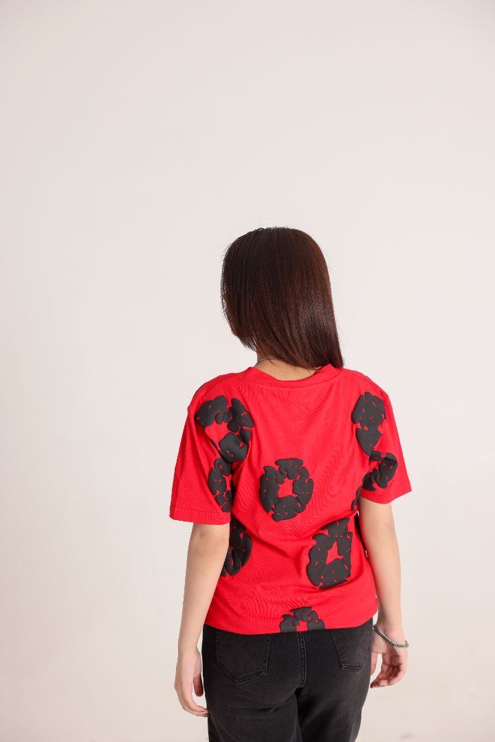 Black & Red Abstract Print T-Shirt
