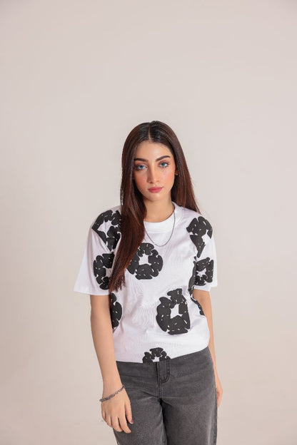 Black & White Abstract Print T-Shirt