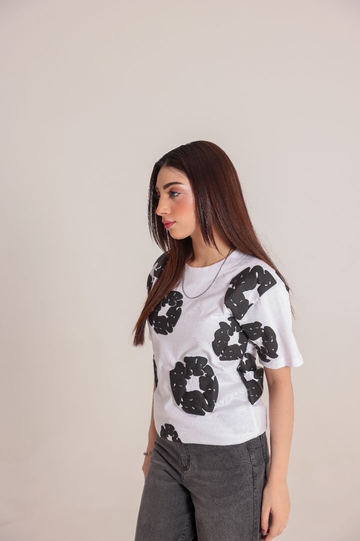 Black & White Abstract Print T-Shirt