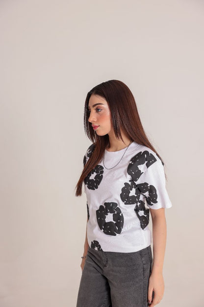 Black & White Abstract Print T-Shirt