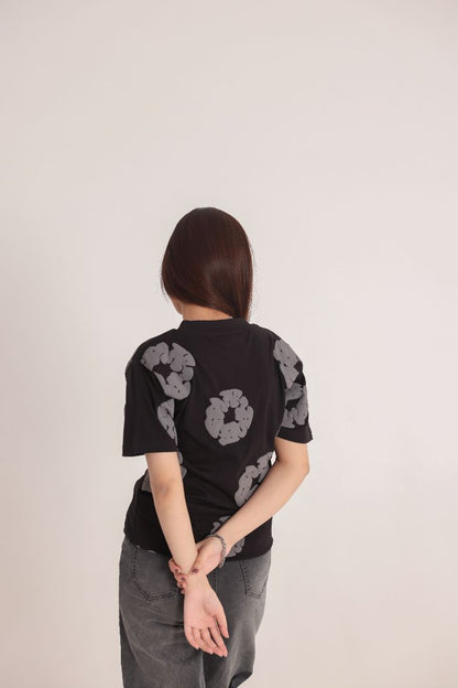 Grey & Black Abstract Print T-Shirt