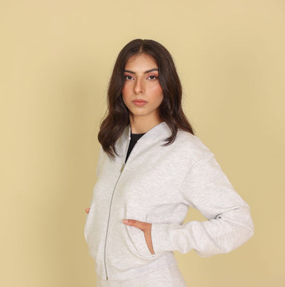 ASH GREY ZIP-UP SWEAT JACKET