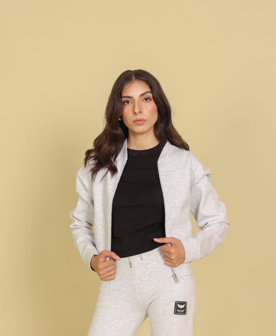ASH GREY ZIP-UP SWEAT JACKET