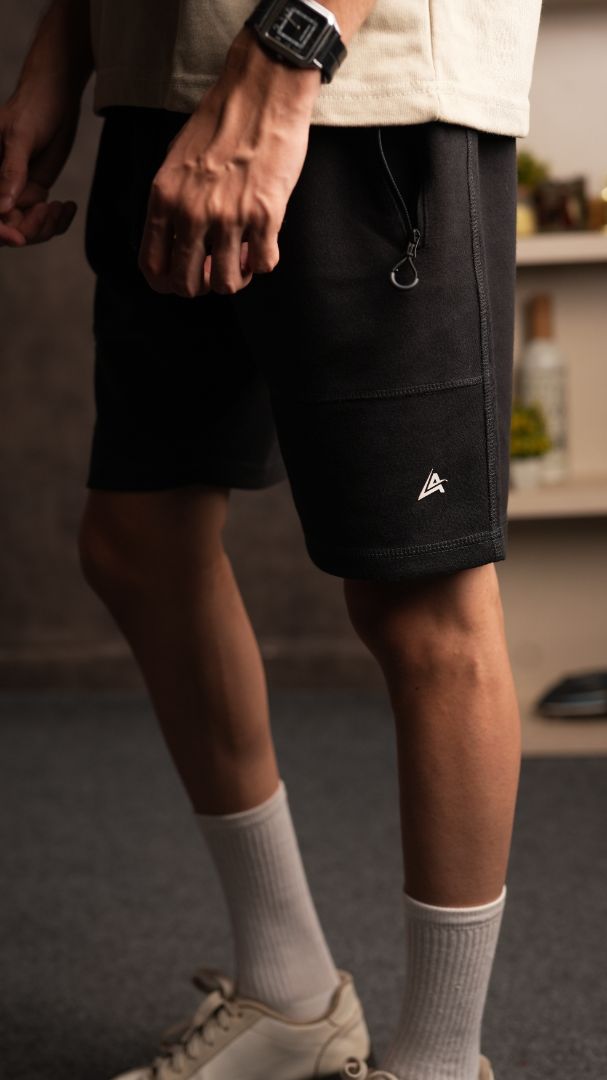 BLACK ACTIVE FLEX SPORTS SHORT