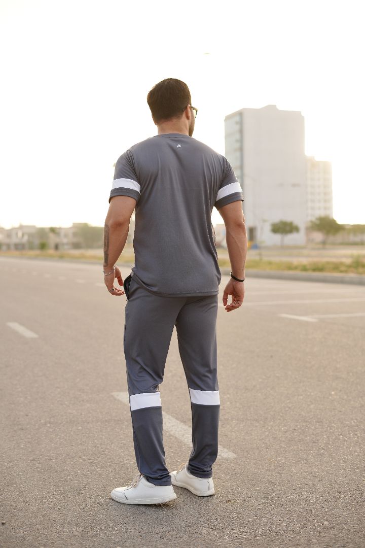 Stone Grey White Men's Tracksuit