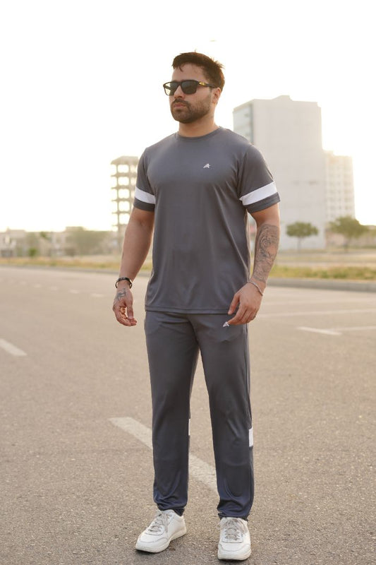 Stone Grey White Men's Tracksuit