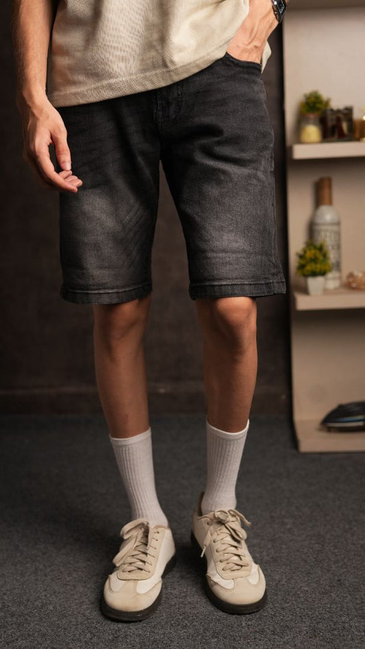 CHARCOAL DENIM SHORTS