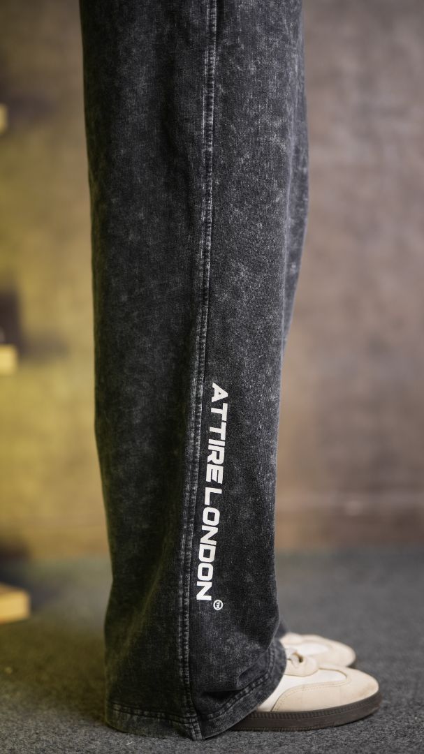 PRINTED GREY ACID WASH TROUSER (UNISEX)
