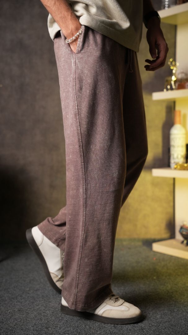 BROWN ACID WASH TROUSER (UNISEX)