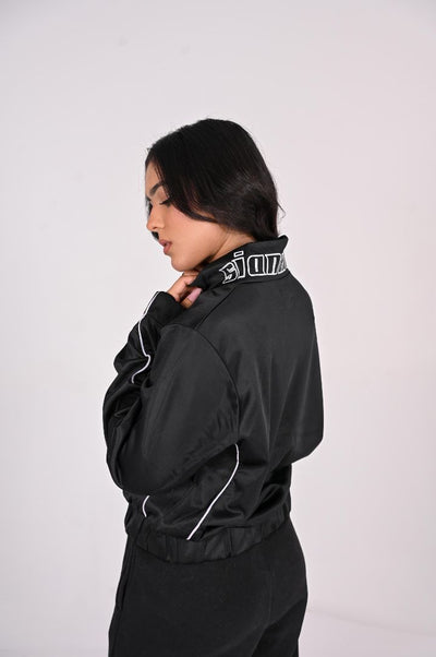 WOMENS BLACK SPORTY HALF ZIPPER